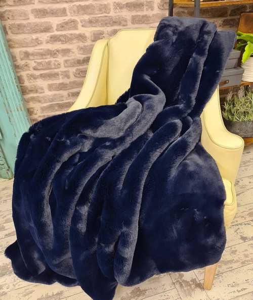 Dark blue faux fur blankets