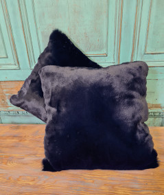 Dark blue furry cushions