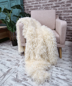 Luxury long curly haired faux fur bedspread