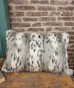 Grey and white animal print striped rectangular cushions