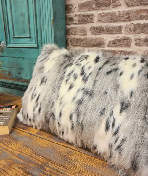 Grey and white animal print striped rectangular pillow covers