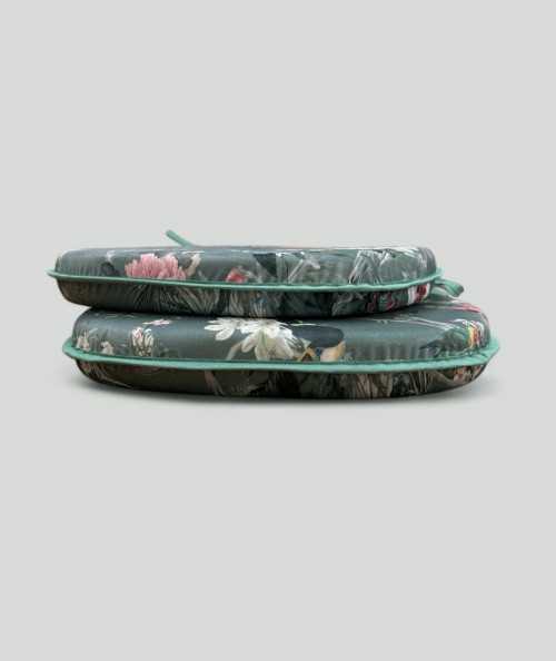 Classic D Shaped Luxury Floral Printed Velvet Chair Pads