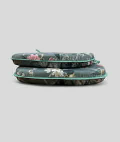 Classic D Shaped Luxury Floral Printed Velvet Chair Pads