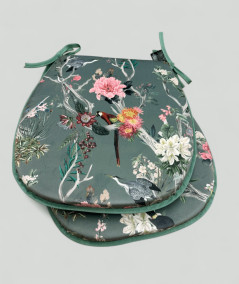 Classic D Shaped Luxury Floral Printed Velvet Seat Pads