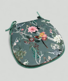 Classic D Shaped Luxury Floral Printed Velvet Chair Cushions