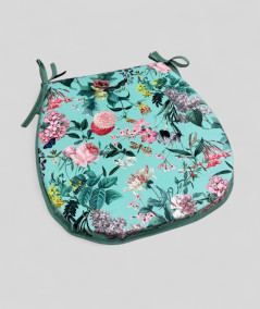 Classic D shaped luxury multicoloured floral printed velvet seat pads