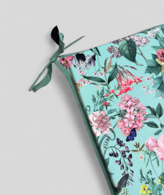 Square shaped luxury floral printed velvet seat cushions