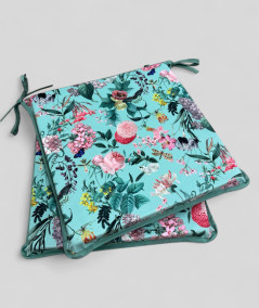 Square shaped luxury floral printed velvet chair pads