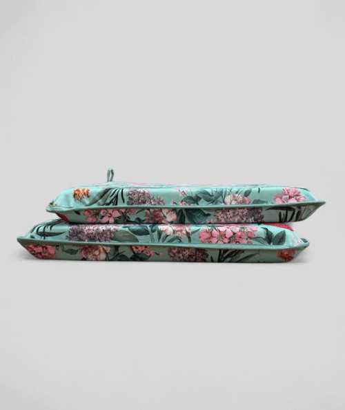 Square shaped luxury floral printed velvet chair cushions