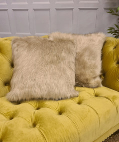 Camel Faux Fur Square Cushion Covers