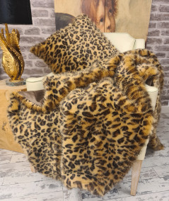 Luxury leopard print faux fur throw