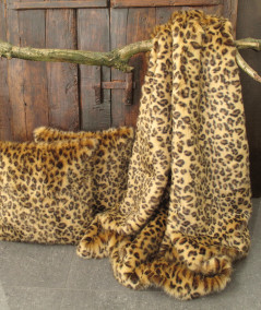 Luxury leopard print faux fur bedspread