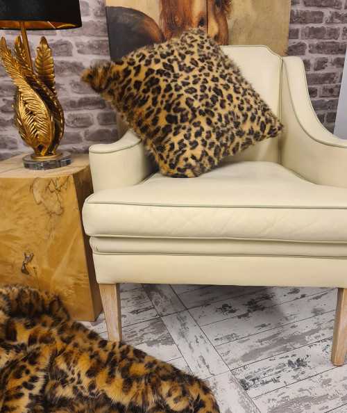 Leopard print faux fur scatter cushions