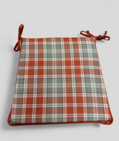 Rust red and light grey checked tapered seat pads