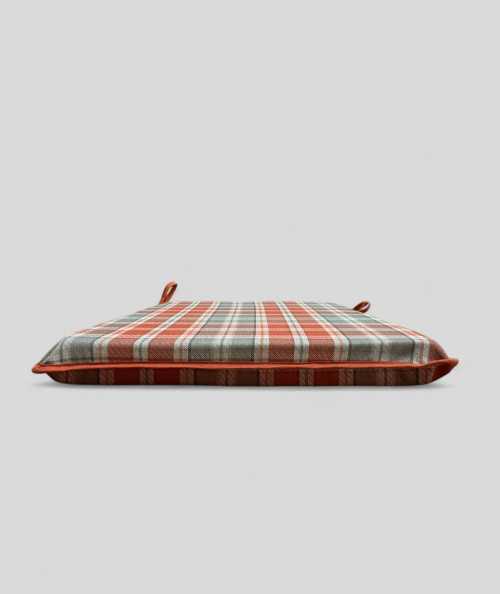 Rust red and light grey checked tapered seat cushions
