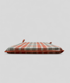 Rust red and light grey checked tapered seat cushions
