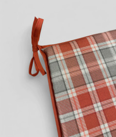 Rust red and light grey checked tapered chair pads
