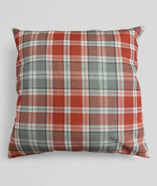 Grey and rusty red geometric square sofa cushions