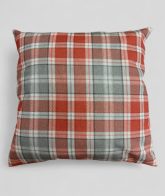 Grey and rusty red geometric square sofa cushions