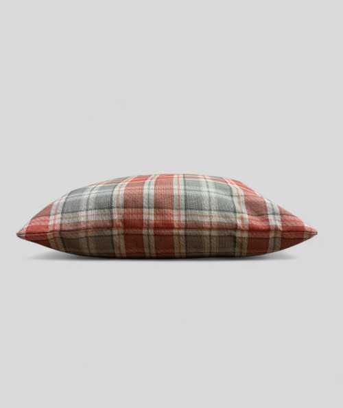 Grey and rust red checked cushions