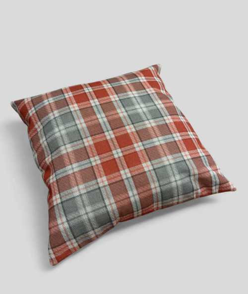 Grey and dark orange square checked scatter cushions