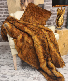 Modern ginger faux fur sofa throw