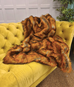 Modern ginger faux fur blanket
