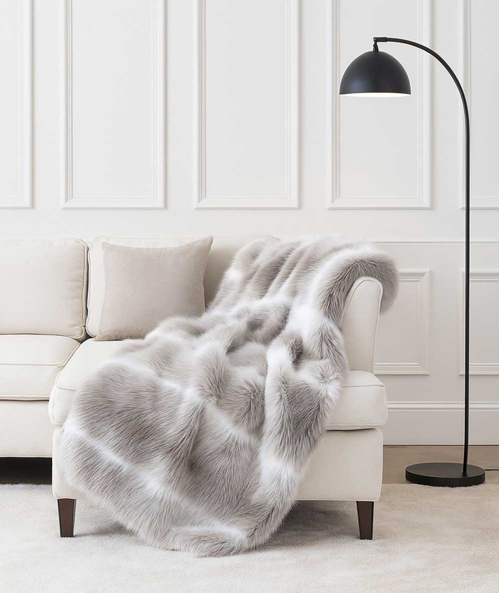 Reindeer striped faux fur throw