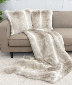 Reindeer faux fur throw and cushions