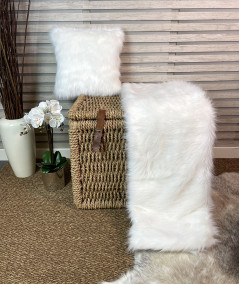 White faux fur bed runner