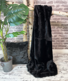 Plain Black Faux Fur Bed Runner