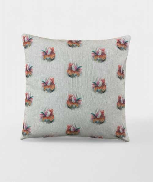 Reversible scatter cushions with a coloured rooster print