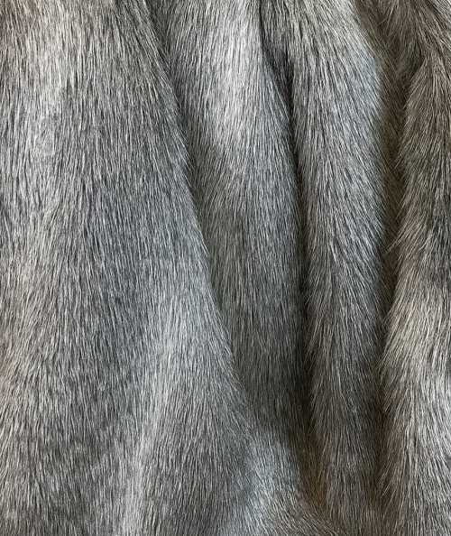 Grey striped faux fur fabric