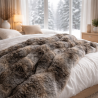 Grey Striped Faux Fur Throw | Fake Fur Throw Grey Wolf
