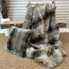 Grey Striped Faux Fur Throw | Fake Fur Throw Grey Wolf