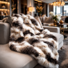 White Striped Fur Throw | Italian Wolf Faux Fur Throw | Faux Pelt Blanket