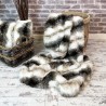 White Striped Fur Throw | Italian Wolf Faux Fur Throw | Faux Pelt Blanket