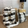 White Striped Fur Throw | Italian Wolf Faux Fur Throw | Faux Pelt Blanket