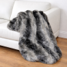 Couverture en fausse fourrure Black Wolf | Grand jeté de lit ou de canapé gris foncé
