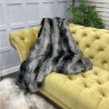 Black Striped Faux Fur Blanket | Wolf Faux Fur Throw