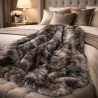 Dark Chinchilla Faux Fur Throw | Luxurious Patterned Fur Blanket Throw