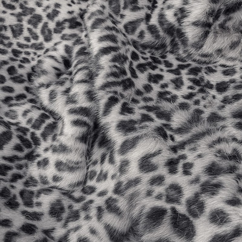 Grey Leopard Faux Fur Throw | Large Fur Throw | Animal Bed Throw
