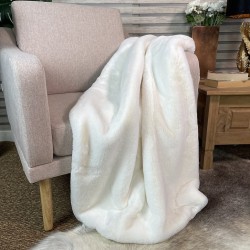 Richmond Cream Fur Throw | Large Faux Fur Blanket | Fur Bedspread
