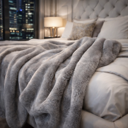 Luxury Taupe Fur Throw | Synthetic Fur Blanket | Richmond Taupe