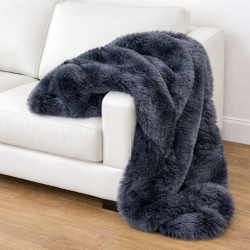 Grey Faux Fur Throw | Dark Faux Fur Throw | Grey Fake Fur Throw