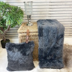 Grey Fur Blanket | Large Grey Fur Bed Throw | Grey Fur Throw UK