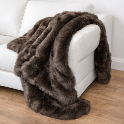 Brown Faux Fur Throw | Brown Fur Blanket | Brown Bison Fur Throw Blanket