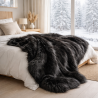 Couverture en fausse fourrure d'ours noir | Grand couvre-lit et couvertures en fausse fourrure noire