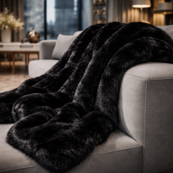 Black Fur Throw | Black Fake Faux Fur Throw | Black Panther Throw