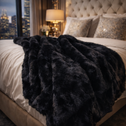 Black Fur Throw | Black Fake Faux Fur Throw | Black Panther Throw